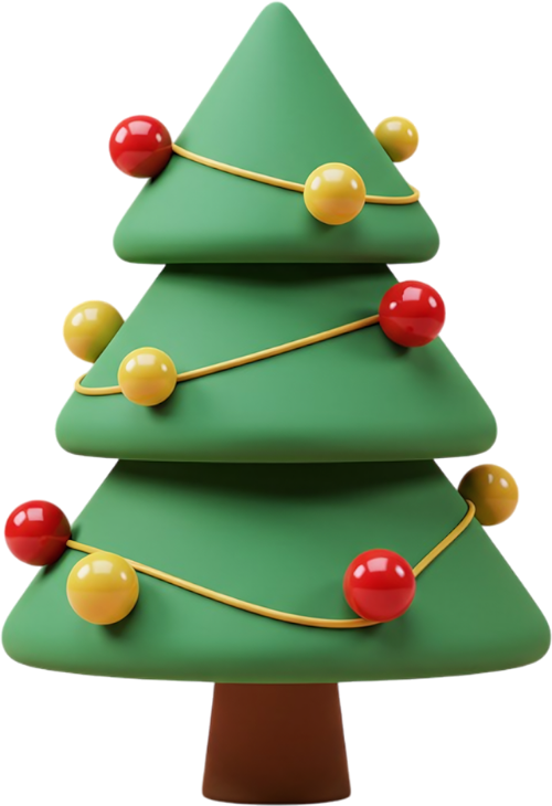 Cây thông noel, cây thông giáng sinh, quả cầu giáng sinh, trang trí giáng sinh, màu xanh lá cây, màu đỏ, màu vàng, model 3d, model, christmas tree, christmas baubles, christmas decoration, green, red, yellow, 3d model