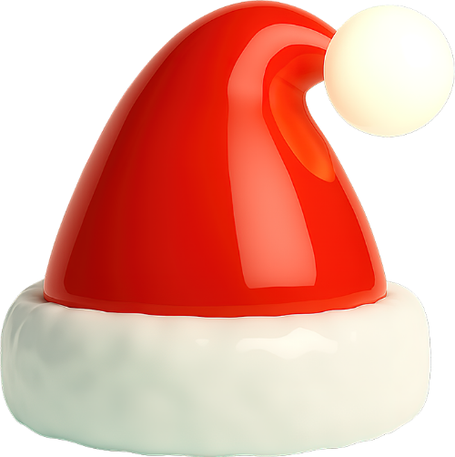 Mũ giáng sinh, mũ ông già noel, màu đỏ, màu trắng, trang phục, model 3d, model, christmas hat, santa hat, red, white, costume, 3d model 2