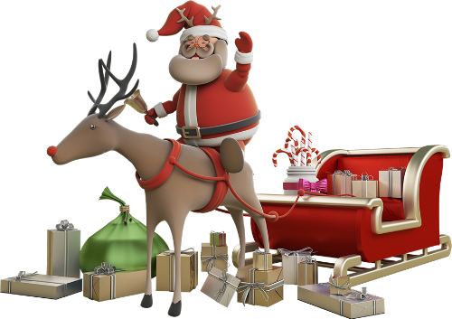Ông già noel, tuần lộc, xe trượt tuyết, quà giáng sinh, túi quà, kính râm, mũ giáng sinh, model 3d, model, santa claus, reindeer, sleigh, christmas gifts, gift bag, sunglasses, christmas hat, 3d model