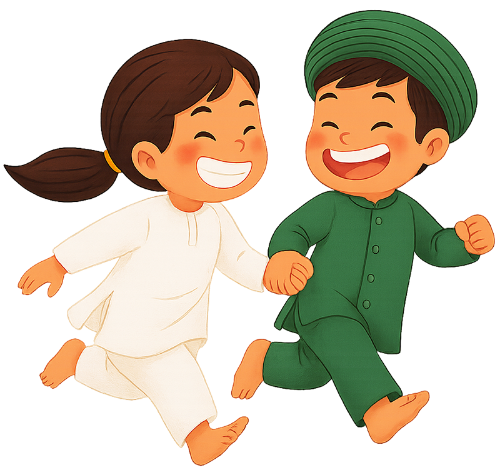 Cô bé và cậu bé, chạy, trang phục truyền thống, cầm tay, vui vẻ, girl and boy, running, traditional costume, holding hands, happy