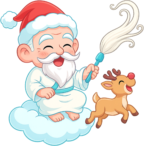Ông bụt, huấn luyện, cổ tích, giáng sinh, mũ giáng sinh, tuần lộc, phất trần, the good spirit, training, fairy tale, christmas, santa hat, reindeer, whisk