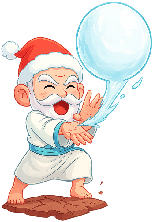 Ông bụt, vui vẻ, cổ tích, giáng sinh, mũ giáng sinh, chưởng, quả cầu tuyết, the good spirit, happy, fairy tale, christmas, santa hat, palm blast, snow globe