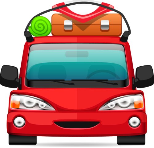 Xe ô tô du lịch, xe màu đỏ, hành lý trên nóc, vali, túi ngủ, đèn pha, chuyến đi đường dài, travel car, red car, roof luggage, suitcase, sleeping bag, headlight, road trip