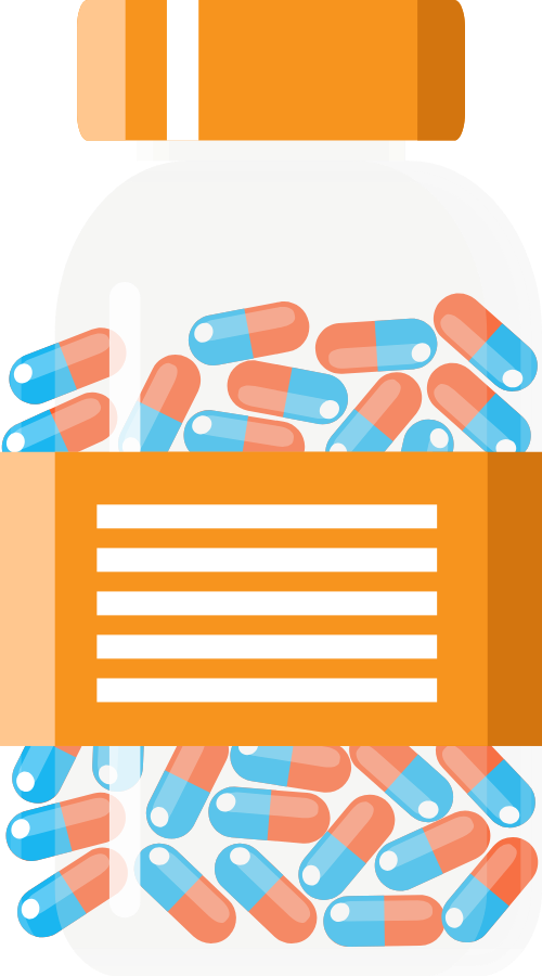Lọ thuốc viên, viên nang, màu xanh cam, nhãn thuốc, điều trị, y tế, Pill bottle, capsules, blue orange, medicine label, treatment, medical