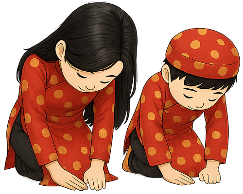 Trẻ em, chúc tết, tết nguyên đán, trang phục truyền thống, áo dài, văn hóa, children, tet greetings, lunar new year, traditional costume, ao dai, culture 1
