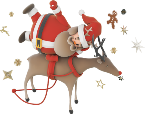 Ông già noel, tuần lộc, cưỡi tuần lộc, bánh gừng, trang trí giáng sinh, ngã, mũ giáng sinh, model 3d, model, santa claus, reindeer, riding reindeer, gingerbread man, christmas decoration, falling, christmas hat, 3d model