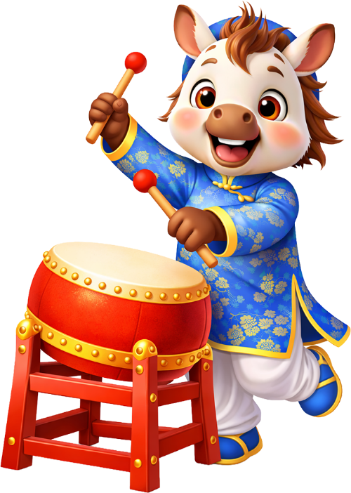 Ngựa, đánh trống, trang phục áo dài, trống đỏ, dùi trống, lễ hội, vui vẻ, tết nguyên đán, horse, playing drum, ao dai costume, red drum, drumsticks, festival, happy, lunar new year