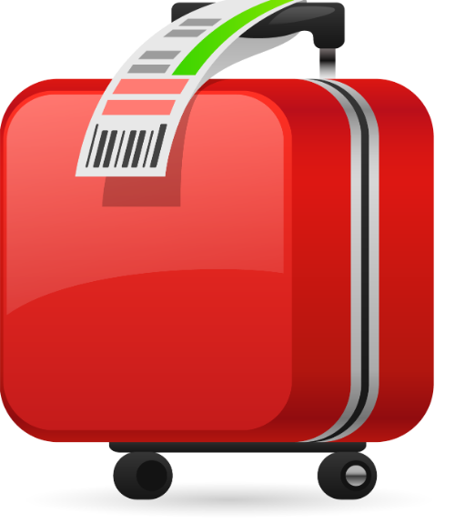 Hành lý ký gửi, vali màu đỏ, thẻ hành lý, mã vạch, bánh xe, tay kéo, du lịch, sân bay, checked baggage, red suitcase, luggage tag, barcode, wheel, handle, travel, airport