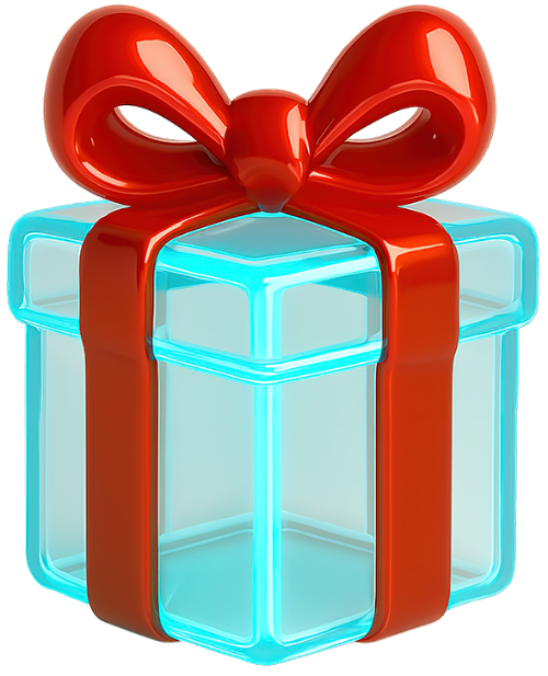 Hộp quà, quà tặng, hộp trong suốt, ánh sáng xanh, nơ màu đỏ, giáng sinh, model 3d, model, gift box, present, transparent box, blue glow, red bow, christmas, 3d model