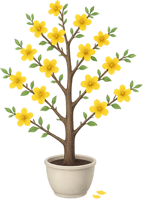 Cây hoa mai, hoa mai, hoa vàng, cây cảnh, tết, mùa xuân, trang trí, may mắn, chậu trắng, ochna integerrima, apricot blossom, yellow flower, potted plant, tet, spring, decoration, luck, white pot