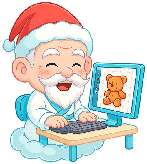 Ông bụt, thiết kế, cổ tích, giáng sinh, mũ giáng sinh, máy tính, bàn phím, mây, the good spirit, designing, fairy tale, christmas, santa hat, computer, keyboard, cloud