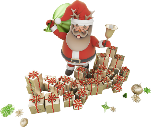 Ông già noel, quà giáng sinh, hộp quà, túi quà, chuông, mũ giáng sinh, râu trắng, model 3d, model, santa claus, christmas gifts, gift boxes, gift bag, bell, christmas hat, white beard, 3d model 2