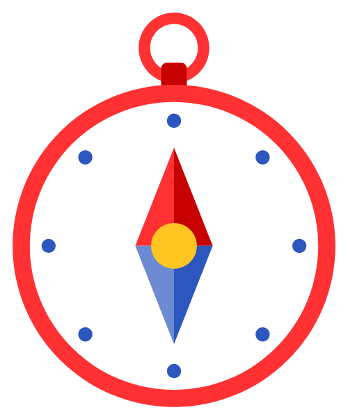 La bàn, định hướng, chỉ đường, du lịch, màu đỏ, màu xanh dương, màu trắng, compass, orientation, navigation, travel, red, blue, white