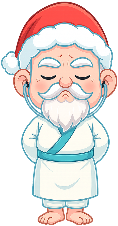 Ông bụt, luyện tập, cổ tích, giáng sinh, mũ giáng sinh, ống nghe, the good spirit, practicing, fairy tale, christmas, santa hat, stethoscope
