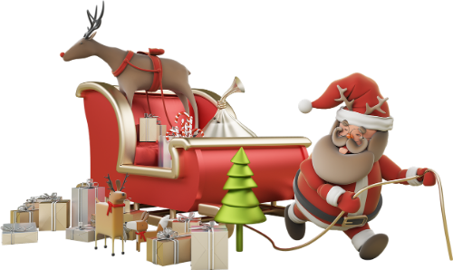 Ông già noel, tuần lộc, xe trượt tuyết, quà giáng sinh, túi quà, kính râm, mũ giáng sinh, model 3d, model, santa claus, reindeer, sleigh, christmas gifts, gift bag, sunglasses, christmas hat, 3d model