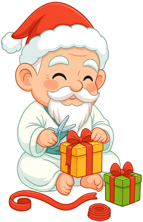 Ông bụt, gói quà, cổ tích, giáng sinh, mũ giáng sinh, quà, the good spirit, wrapping gifts, fairy tale, christmas, santa hat, gift