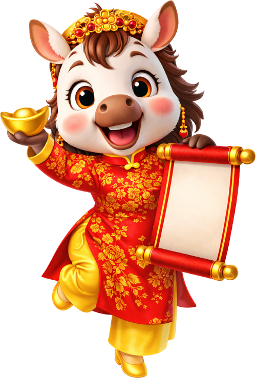 Ngựa, nhảy múa, con vật, thỏi vàng, cuốn thư, áo dài, đỏ, vàng, linh hoạt, tết nguyên đán, Horse, dancing, animal, gold ingot, scroll, ao dai, red, yellow, flexible, lunar new year