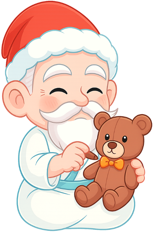Ông bụt, sửa đồ, cổ tích, giáng sinh, mũ giáng sinh, đám mây, gấu bông, the good spirit, repairing, fairy tale, christmas, santa hat, cloud, teddy bear