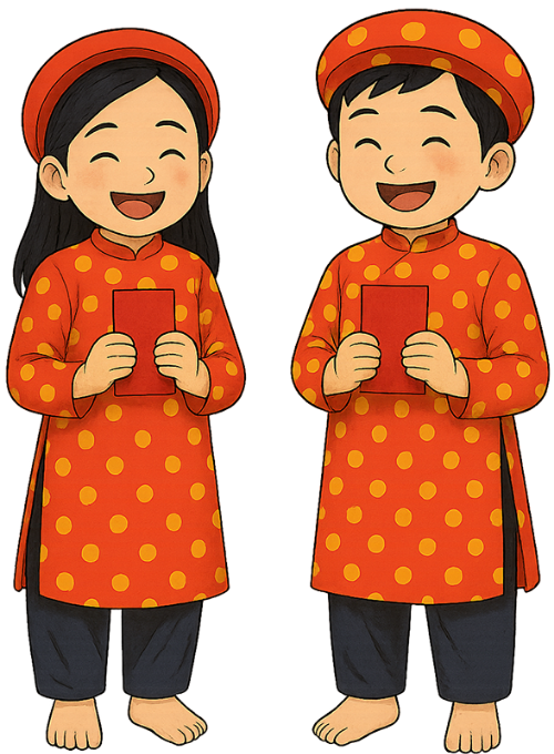 Trẻ em, vui vẻ, tết nguyên đán, trang phục truyền thống, áo dài, văn hóa, lì xì, children, cheerful, lunar new year, traditional costume, ao dai, culture, lucky money