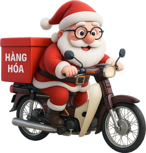 Ông già noel, lái xe, trang phục ông già noel, xe máy, thùng hàng, santa claus, driving, santa claus outfit, motorcycle, delivery box