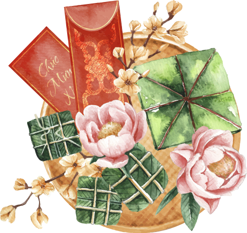 Mâm cỗ tết, tết, bánh chưng, hoa mẫu đơn, bao lì xì, hoa mai, truyền thống, việt nam, trang trí, tet feast, tet holiday, chung cake, peony, red envelope, apricot blossom, traditional, vietnam, decoration
