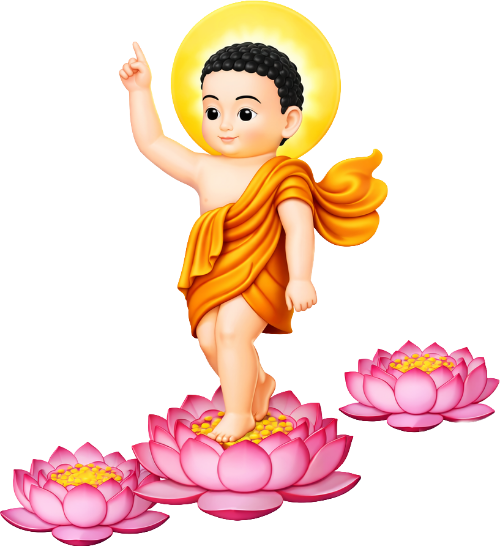 Bé siddhartha gautama, đi trên hoa sen