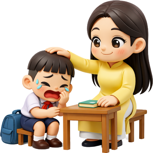 cô giáo, dỗ dành, học sinh