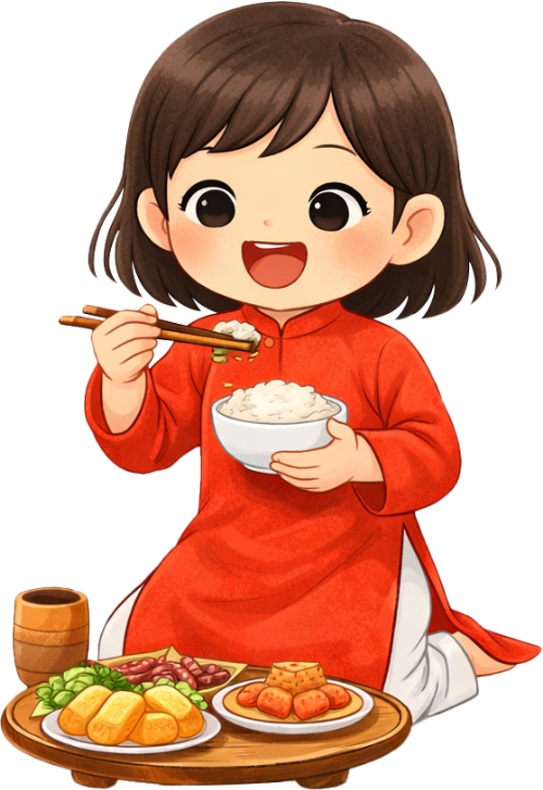 Cô bé, ăn cơm
