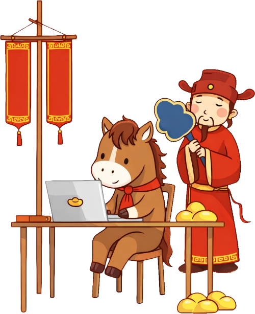 Con ngựa, làm việc, thần tài