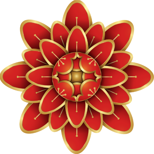 Hoa mẫu đơn, cách điệu, trang trí tết, hoa văn cổ điển, màu đỏ vàng, sang trọng, peony, stylized flower, tet decoration, classic pattern, red and gold, luxury