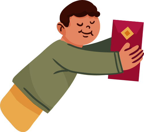 Chàng trai, đang ôm bao lì xì, đàn ông, tết, lì xì, may mắn, hạnh phúc, boy, hugging red envelope, men, lunar new year, red envelope, lucky money, happy