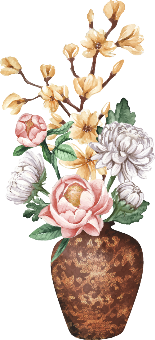 Bình hoa tết, hoa mai, hoa cúc, hoa mẫu đơn, lọ gốm, trang trí, tết, flower vase, apricot blossom, chrysanthemum, peony, ceramic vase, decoration, lunar new year