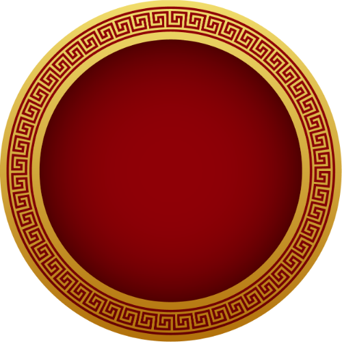 Khung tròn, viền vàng, họa tiết cổ điển, màu đỏ đô, tết, bảng hiệu, trang trí, round frame, golden border, classic pattern, dark red, lunar new year, signboard, decoration