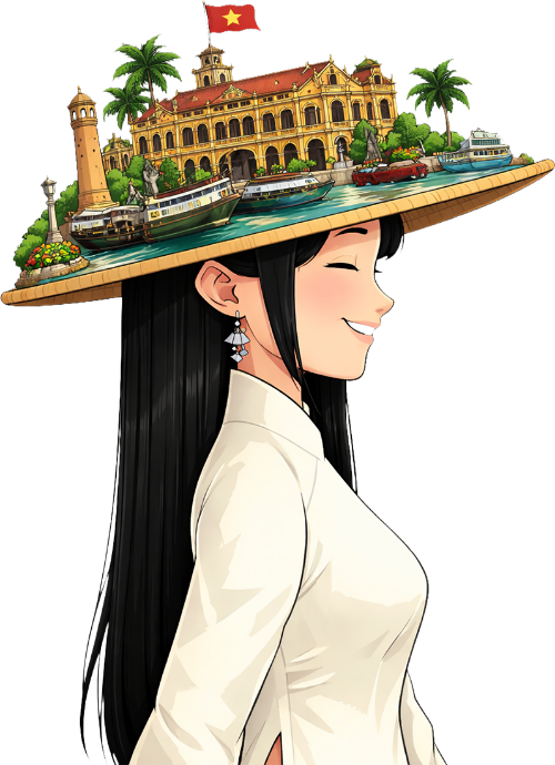 Cô gái, bến nhà rồng