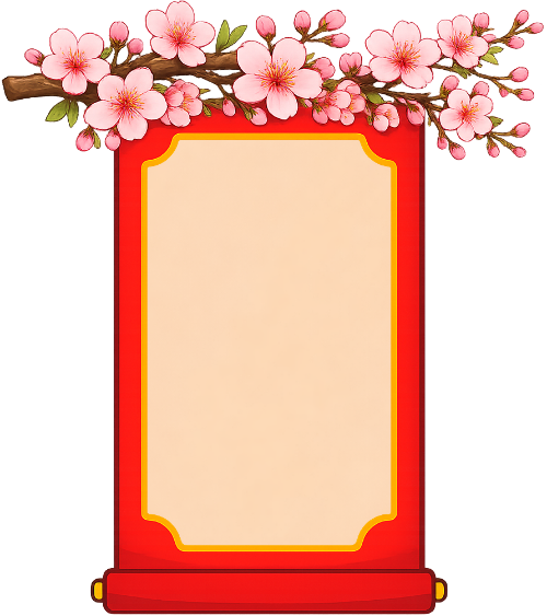 khung tết, cành hoa đào