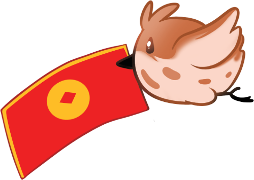 Con chim, ngậm bao lì xì, động vật, màu nâu, bay, tiền xu, tết, bird, holding lucky money envelope, animal, brown, flying, coin, lunar new year