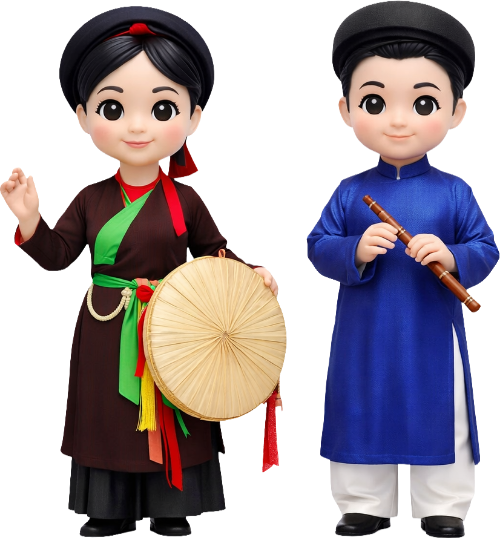 cặp đôi, áo dài, áo tứ thân, nón quai thao