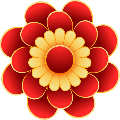 Hoa đỏ nhiều lớp, cánh hoa, nhụy vàng lớn, trang trí, rực rỡ, tết, sang trọng, layered red flower, petals, large gold pistil, decoration, vibrant, lunar new year, luxury