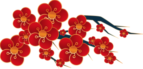 Cành hoa đào, màu đỏ, vàng, cành cây, mùa xuân, tết, plum blossom, red, gold, branch, spring, lunar new year, flower