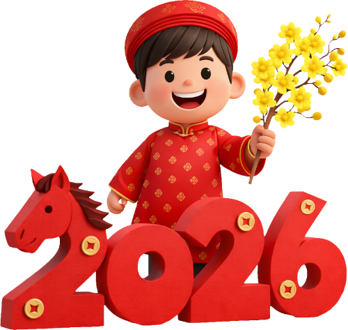 Số 2026, con ngựa, bé trai, nhành mai