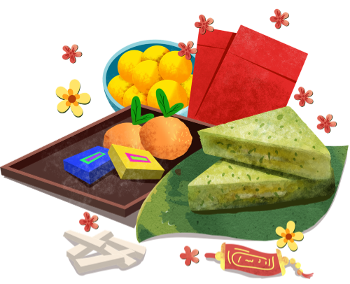 Bánh chưng, kẹo mứt tết