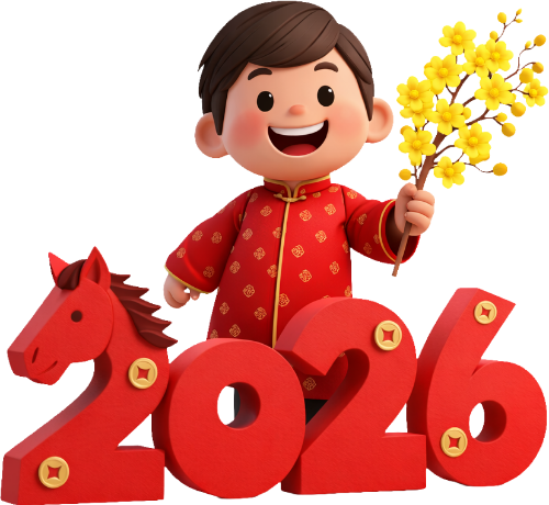 Số 2026, con ngựa, bé trai, nhành mai
