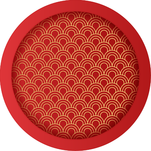 Khung tròn viền đỏ, hoa văn sóng, vàng, tết, phương đông, họa tiết, truyền thống, red border circle frame, chinese wave, gold, lunar new year, oriental, pattern, traditional
