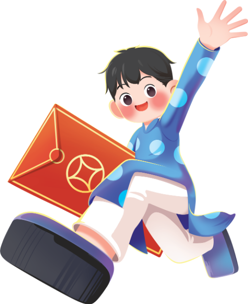 Chàng trai, vui vẻ chạy, đàn ông, áo dài, xanh dương, bao lì đỏ, tết, vẫy tay, boy, happy running, men, ao dai, blue, red envelope, tet holiday, waving hand