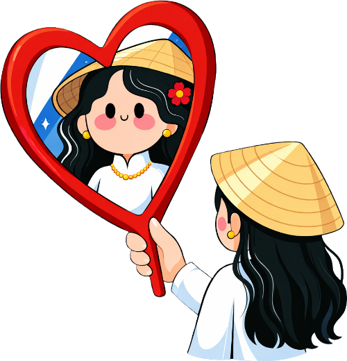 Cô gái, soi gương