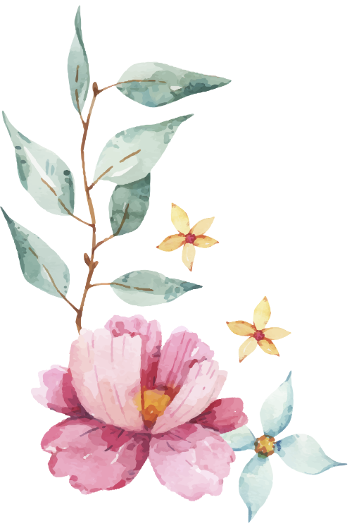 Hoa lá, màu nước 1