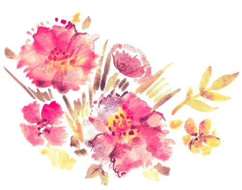 Hoa lá, màu nước 1
