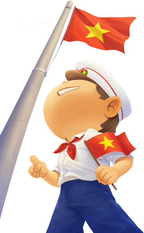 Cậu bé, cầm cờ