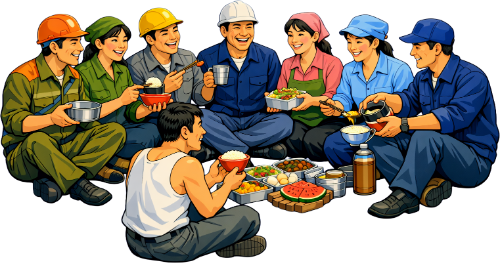 Công nhân, ăn cơm