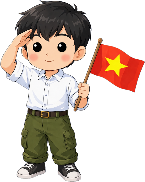 Cậu bé, đứng nghiêm